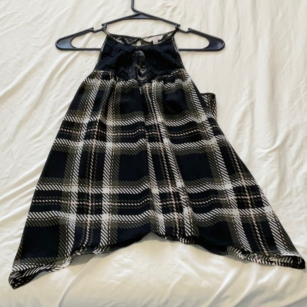 Candie's Black and White Plaid Blouse